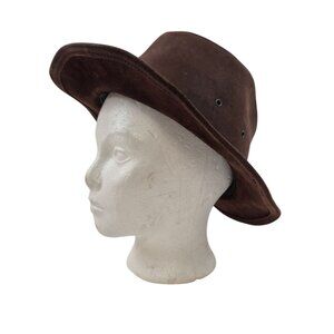 Henschel Hat Brown Leather Outback Medium Hatquarters Trim Band USA Vintage